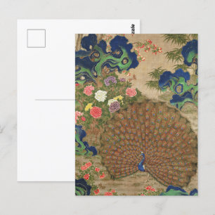 Chinese pauw en bloemen (17e eeuw)  briefkaart