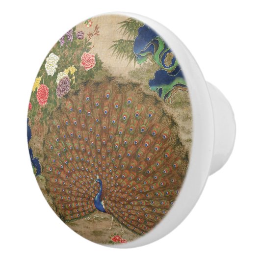 Chinese pauw en bloemen (17e eeuw)  keramische knop (Rechts)