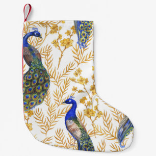 Chinese pauwen, gouden sakura, waterverf. kleine kerstsok