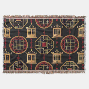 Chinese Paviljoen Roosterpatroon Deken