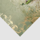 Chinese Peacock Feather Green in Gold Decoupage Tissuepapier (Detail)