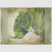 Chinese Peacock Feather Green in Gold Decoupage Tissuepapier (Voorkant)