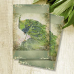 Chinese Peacock Feather Green in Gold Decoupage Tissuepapier<br><div class="desc">antiek schilderij van een opvallend mooi Chinees Peacock, in waterverf geschilderd en perfect voor een Chinese stijl Aziatisch invloeddecor. Dit is een mix van een Peacock-afbeelding met een rand van gouden scrollwork en een aqua, aquamarine blauwe waterverf achtergrond die grafisch zijn ontworpen door een internationaal erkende kunstenaar en ontwerper, Audrey...</div>