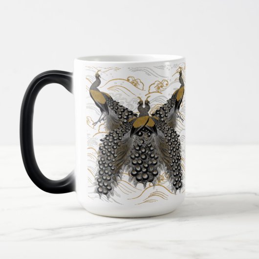 Chinese Peacocks Design Goud Magische Mok (Links)