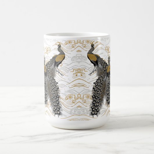 Chinese Peacocks Design Goud Magische Mok (Midden)