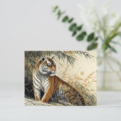Chinese penseelschildpad tijger briefkaart (Staand voorkant)