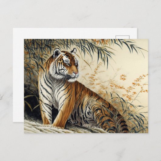 Chinese penseelschildpad tijger briefkaart (Voorkant / Achterkant)