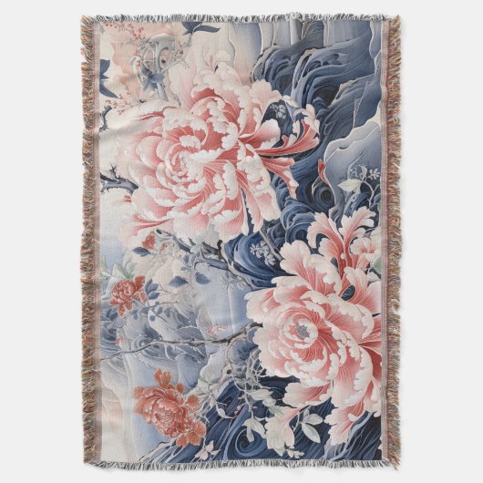 Chinese Peony Deken (Voorkant Verticaal)