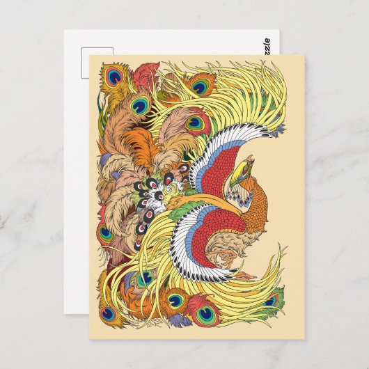 Chinese phoenix feng huang briefkaart (Voorkant / Achterkant)