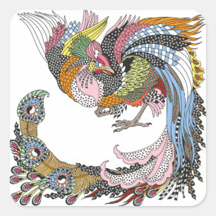 Chinese phoenix of Feng Huang Square Sticker