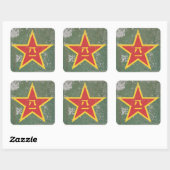 Chinese PLA Star Roundel Rustic Vierkante Sticker (Vel)