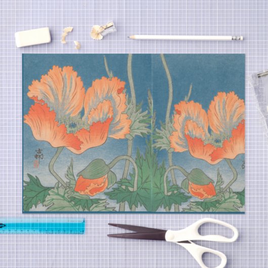 CHINESE POPPEN IN BLAUWE-weefselpapier Tissuepapier (Craft)