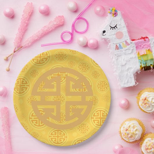 Chinese Prosperity Coin Symbol Papieren Bordje (Feest)