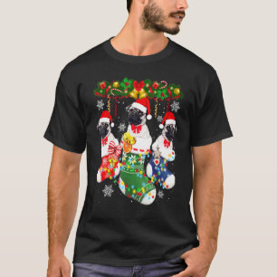 Chinese Pug Kerst Sokken Boom Licht Xmas Kerstman  T-shirt