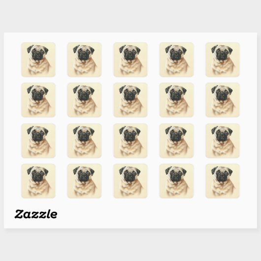 Chinese pug vierkante sticker (Vel)