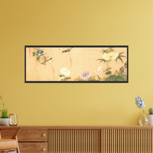 Chinese Qing-dynastie Vogels en Bloemen Canvas Afdruk