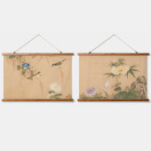Chinese Qing Dynasty Birds en Flowers Hangend Wandkleed (Dubbel)