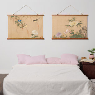 Chinese Qing Dynasty Birds en Flowers Hangend Wandkleed