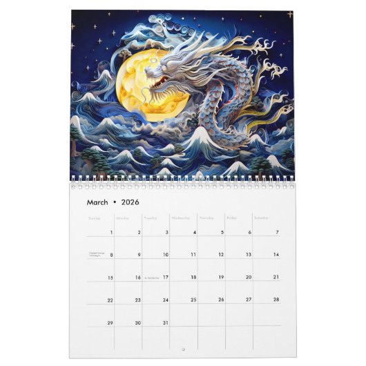 Chinese Quilling Dragons Calendar Kalender (Mar 2026)