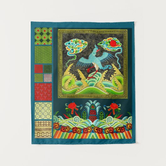 Chinese Rank Badge en Motifs Collage Wandkleed (Voorkant)