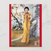 -Chinese reclame-sigarettenvrouw Briefkaart (Voorkant)