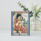  Chinese reclamevrouw met boek Briefkaart (Staand voorkant)