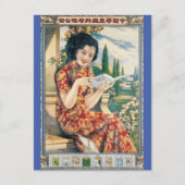  Chinese reclamevrouw met boek Briefkaart (Voorkant)