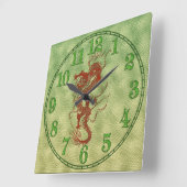 Chinese Red Dragon Fantasy Art Designer Gift Clock Vierkante Klok (Hoek)