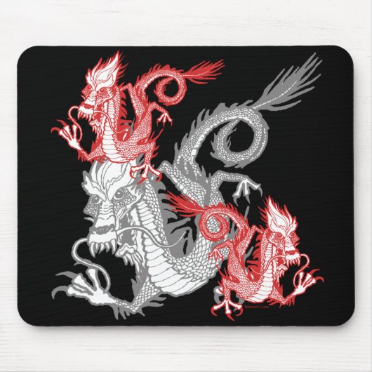 Chinese Red Dragon Mousepad Muismat (Voorkant)