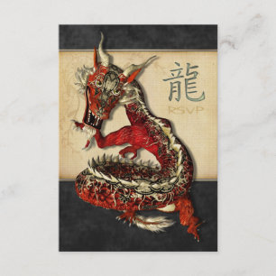 Chinese Red Dragon RSVP-kaarten RSVP Kaartje