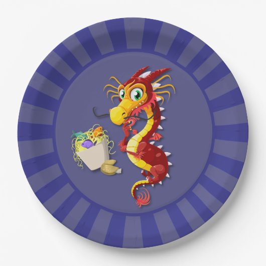 Chinese Red Dragon Takeout Papieren Bordje (Voorkant)