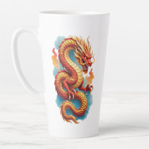 Chinese Red Dragon Vuurkleurige Illustratie-67566 Latte Mok