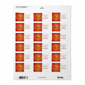 Chinese Red Gold Dragon Naam en adres Etiket (Full Sheet)