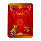 Chinese Red Knot Rat Year 2020 Flexible Magnet Magneet (Verticaal)