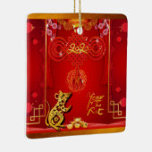 Chinese Red Knot Rat Year 2020 Square CO Keramisch Ornament (Rechts)