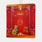 Chinese Red Knot Rat Year 2020 Square CO Keramisch Ornament (Links)