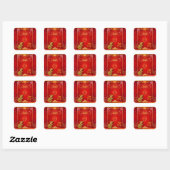Chinese Red Knot Rat Year 2020 Square Sticker (Vel)