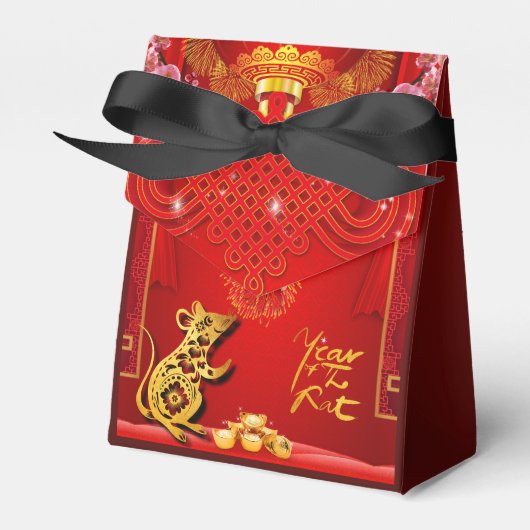 Chinese Red Knot Rat Year 2020 Tent Favor Box Bedankdoosjes (Voorkant Zijde)