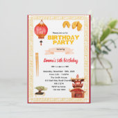 Chinese Restaurant Birthday Invitation Kaart (Staand voorkant)