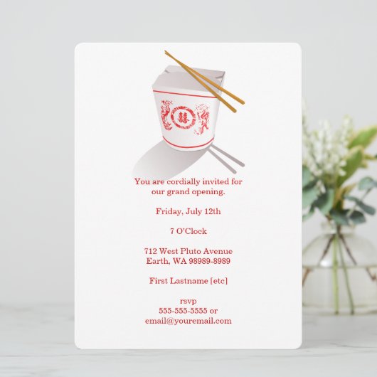 Chinese Restaurant Takeout Box Kaart (Staand voorkant)