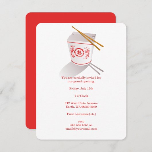 Chinese Restaurant Takeout Box Kaart (Voorkant / Achterkant)