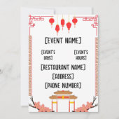 Chinese restaurantevenementen kaart (Voorkant)