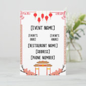 Chinese restaurantevenementen kaart (Staand voorkant)