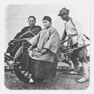 Chinese rickshaw, c.1870 (foto) vierkante sticker