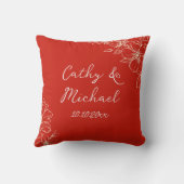 Chinese rode bloemenscriptie-theeceremonie voor ee kussen (Achterkant)