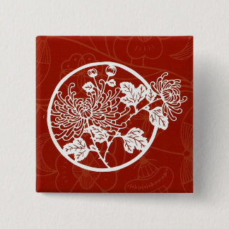 Chinese rode chrysanthemum Glory Vierkante Button 5,1 Cm