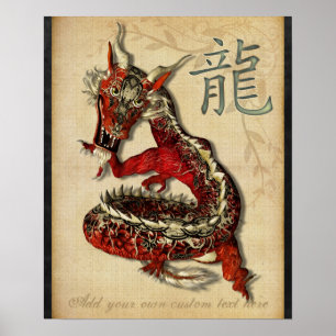 Chinese rode draak - Aangepaste afdruk Poster