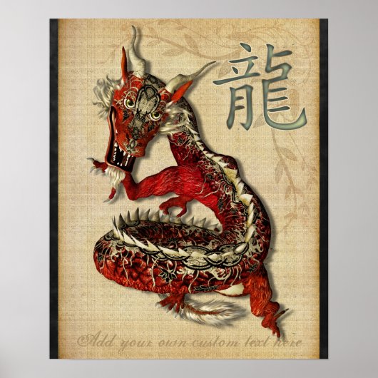 Chinese rode draak - Aangepaste afdruk Poster (Voorkant)
