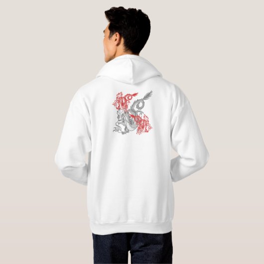 Chinese rode draak hoodie (Achterkant volledig)