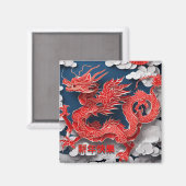 Chinese Rode Draak Nieuwjaar 2024 papier-gesneden  Magneet (Voorkant / Achterkant)